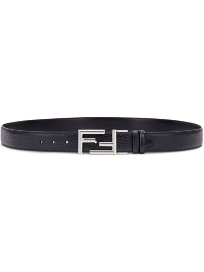 Shop Fendi Reversible Logo Buckle Belt In Black