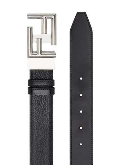 Shop Fendi Reversible Logo Buckle Belt In Black