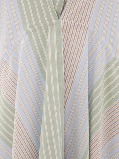 Shop Jw Anderson Stripe-pattern Asymmetric Shirtdress In Green