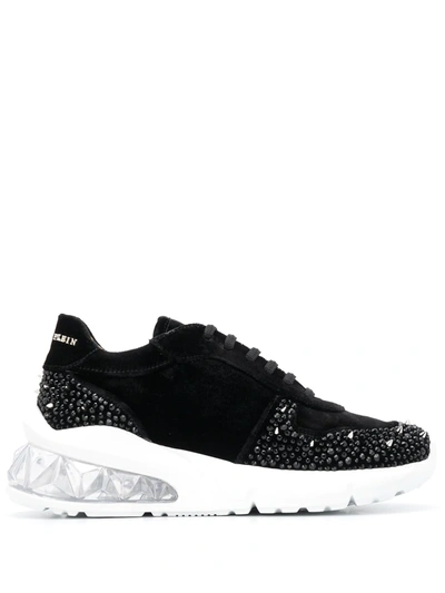 Shop Philipp Plein Studs Velvet Chunky-sole Sneakers In Black