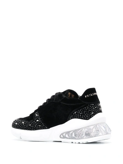 Shop Philipp Plein Studs Velvet Chunky-sole Sneakers In Black