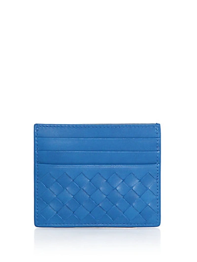 Shop Bottega Veneta Intrecciato Leather Card Case In Bluette