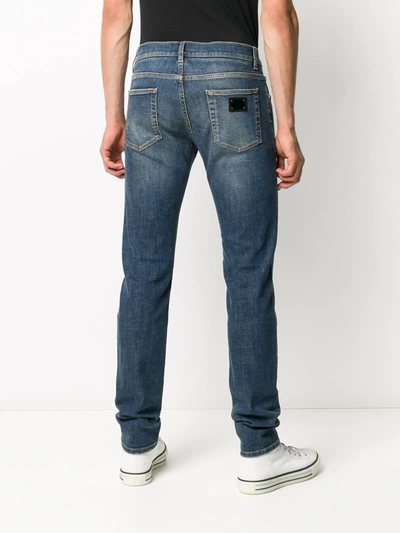 Shop Dolce & Gabbana Logo-appliqué Skinny Jeans In Blue
