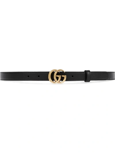 Shop Gucci Double G-buckle Leather Belt In Black