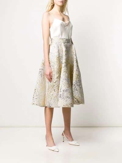 Shop Dolce & Gabbana Jacquard Full Skirt In Silver