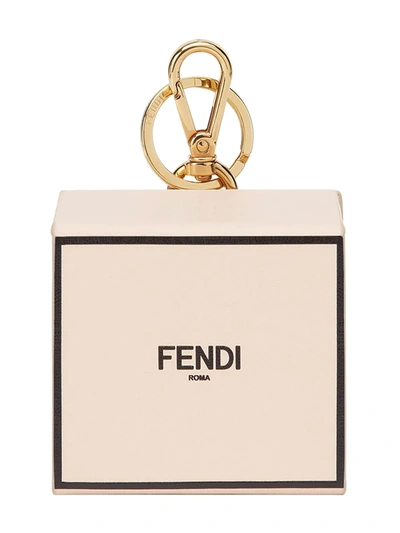 Shop Fendi Mini Logo-print Box Keyring In Pink