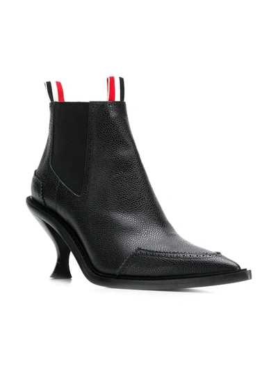 Thom Browne Long Point Brogue Boots In Black