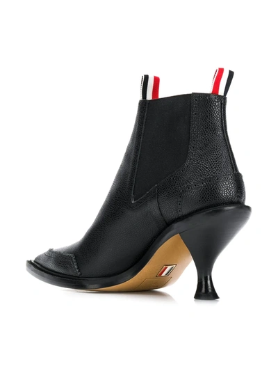 Thom Browne Long Point Brogue Boots In Black