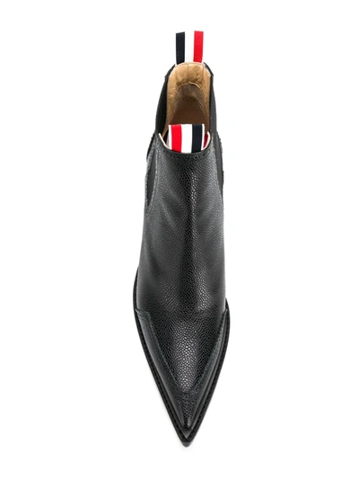 Thom Browne Long Point Brogue Boots In Black
