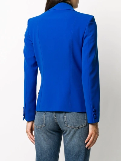 Shop Moschino Oversized Zip-pull Blazer In Blue