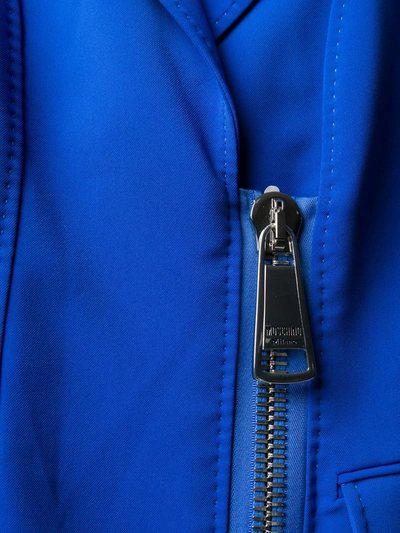 Shop Moschino Oversized Zip-pull Blazer In Blue