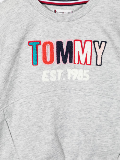 Shop Tommy Hilfiger Junior Embroidered Flocked Logo Sweatshirt In Grey