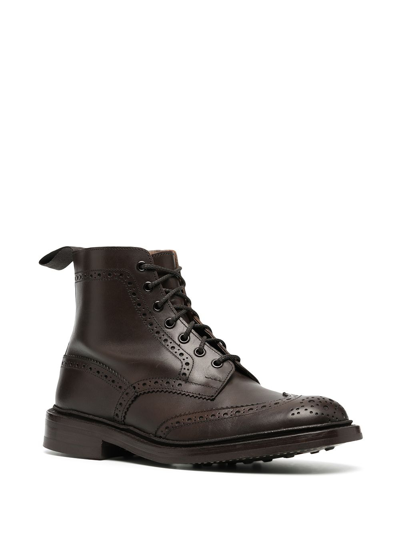Tricker's Burnished Brogue-detail Boots In Brown
