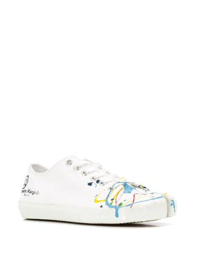 Shop Maison Margiela Tabi Paint-splatter Sneakers In White