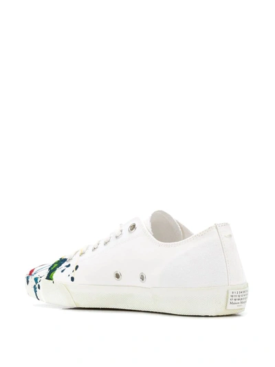 Shop Maison Margiela Tabi Paint-splatter Sneakers In White