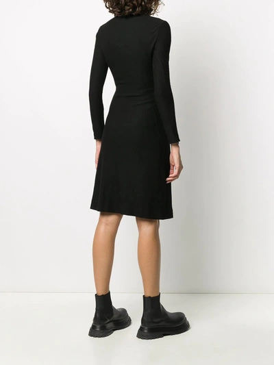 Pre-owned Bottega Veneta Mirror Effect Long-sleeved Dress In Black