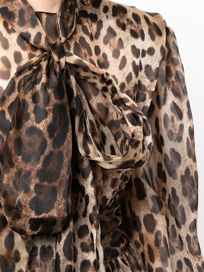 Shop Dolce & Gabbana Leopard-print Wide-shoulder Dress In Multicolour