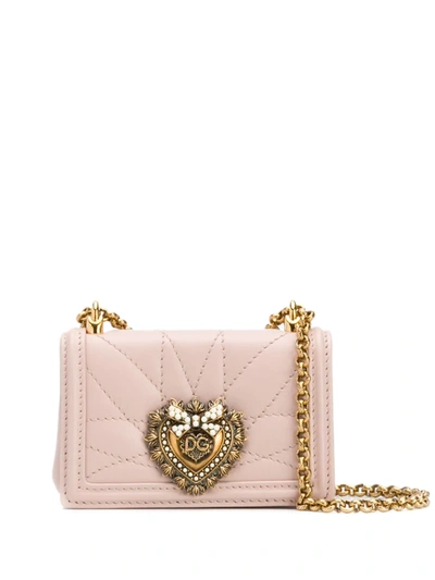 Shop Dolce & Gabbana Devotion Logo Mini Bag In Pink