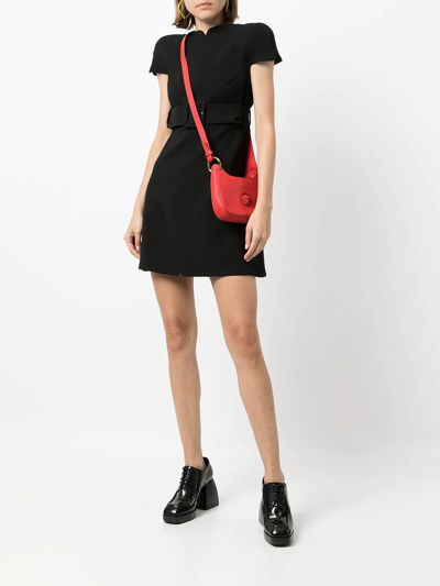 Versace Belted Wool Mini Dress In Black | ModeSens