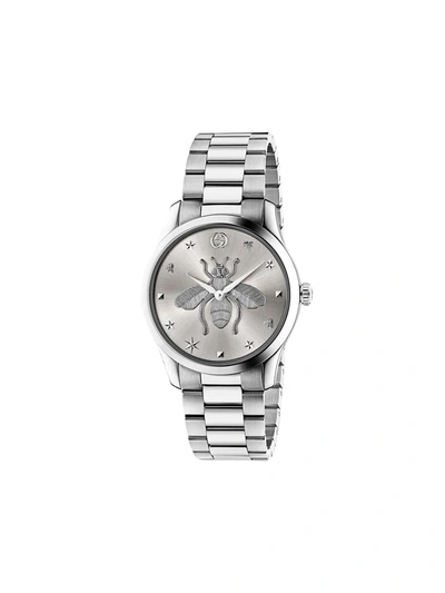 Shop Gucci G-timeless 38mm In Silver