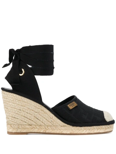 Shop Fendi Roma Ff Motif Espadrilles In Black