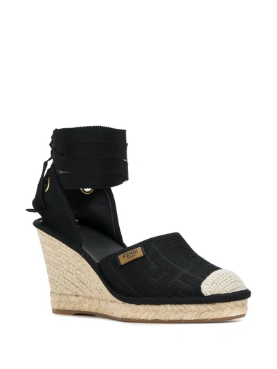 Shop Fendi Roma Ff Motif Espadrilles In Black