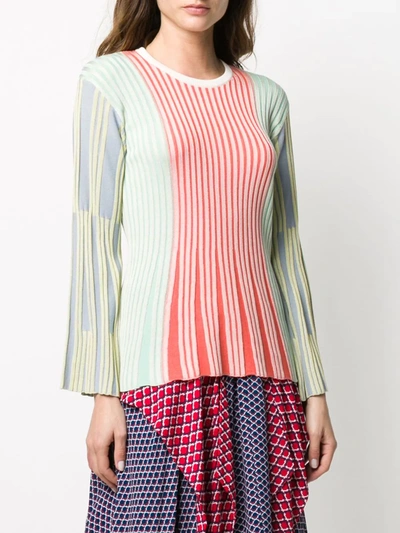 Shop Kenzo Ribbed Colour-block Jumper In Green
