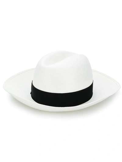 Shop Borsalino Strap Detail Hat In Neutrals