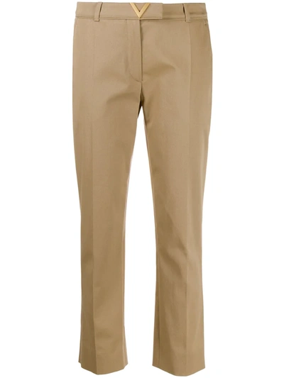 Shop Valentino Vgold Cropped Tailored Trousers In Neutrals