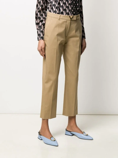 Shop Valentino Vgold Cropped Tailored Trousers In Neutrals