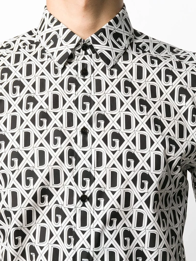 Shop Dolce & Gabbana Diamond Check Logo Print Shirt In Black