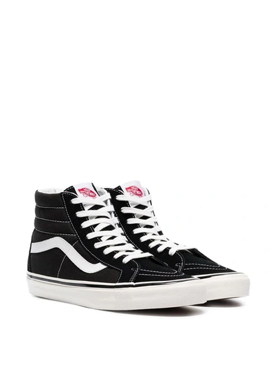 Shop Vans Black And White Sk8-hi 38 Dx Suede Leather And Canvas Sneakers