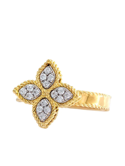 Shop Roberto Coin 18kt Yellow Gold Princess Flower Diamond Ring