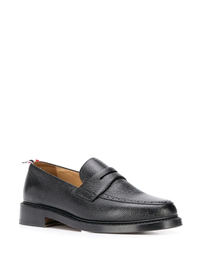 Shop Thom Browne Pebble-grain Penny Loafers In Black