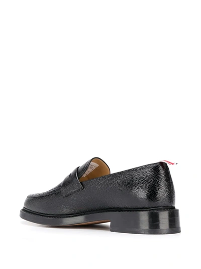 Shop Thom Browne Pebble-grain Penny Loafers In Black