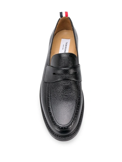 Shop Thom Browne Pebble-grain Penny Loafers In Black