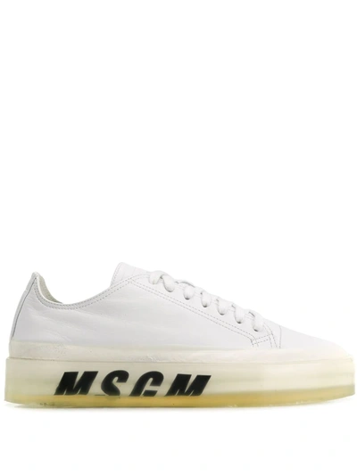 Shop Msgm Oversized Sole Sneakers In White