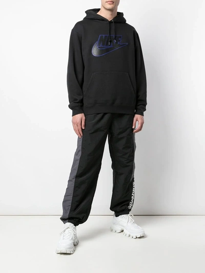 Shop Supreme X Nike Leather-appliqué Hoodie In Black