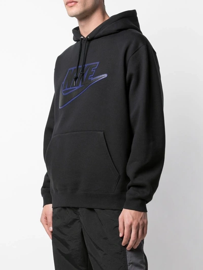 Shop Supreme X Nike Leather-appliqué Hoodie In Black