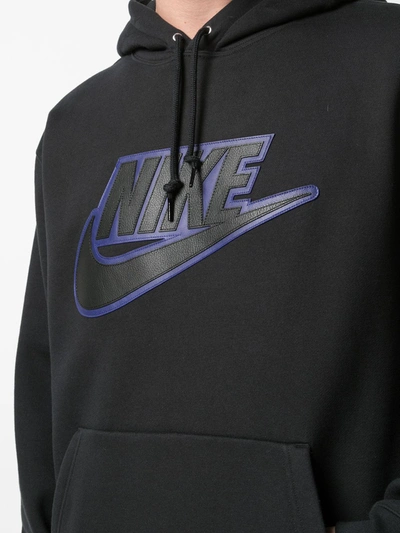 Shop Supreme X Nike Leather-appliqué Hoodie In Black