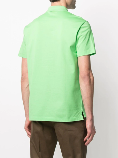 Shop Versace Embroidered-logo Polo Shirt In Green