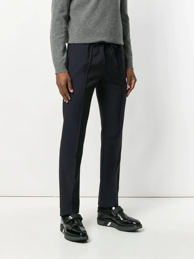 Valentino Navy Mohair Piping Trousers In Blue