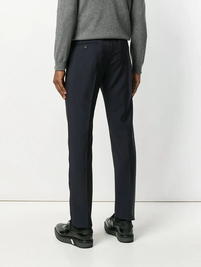 Valentino Navy Mohair Piping Trousers In Blue