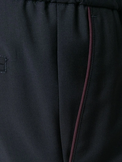 Valentino Navy Mohair Piping Trousers In Blue