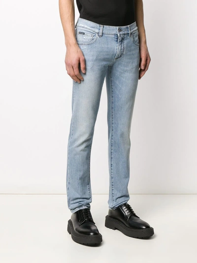 Shop Dolce & Gabbana Stonewashed Effect Straight Jeans In Blue