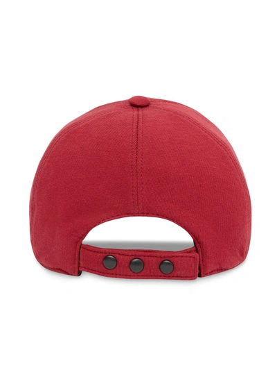 Shop Burberry Embroidered Baseball Cap In Red