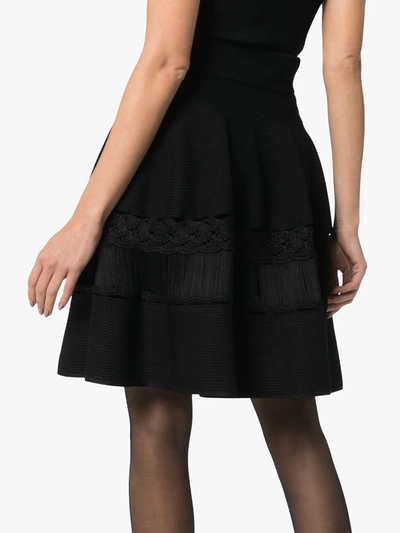 Shop Alexander Mcqueen High-waisted Macrame-panelled Skirt In Black