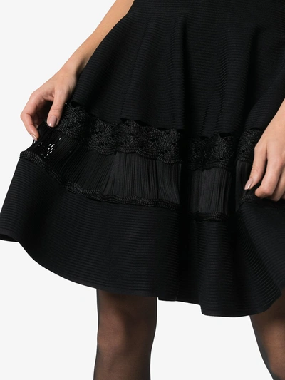 Shop Alexander Mcqueen High-waisted Macrame-panelled Skirt In Black