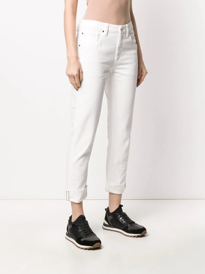 Shop Brunello Cucinelli High-rise Cropped Jeans In White