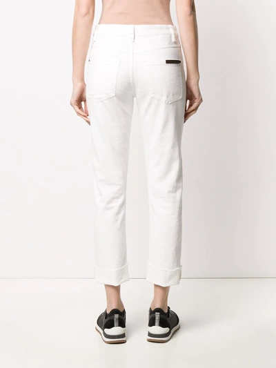 Shop Brunello Cucinelli High-rise Cropped Jeans In White